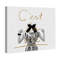 Винвуд студио типографија и цитати wallидни уметности платно ги отпечати цитатите и изреките на „Cest la vie“ - бело, злато