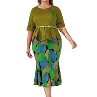 семимај жени нова дама елегантно плетење чипка наметка фустан плус големина модно печатење еднократни фустани со моливи со половина ракав