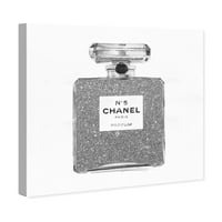 Пистата авенија мода и глам wallидна уметност платно печати „сребрени класични парфеми број 5“ - сиви, бели