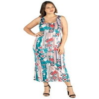 Multicенски плус големина повеќебоен цветни тркачки тркачи макси фустан