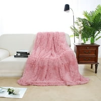 Уникатни поволни цени бушава фау крзно декоративно ќебе розова кралица