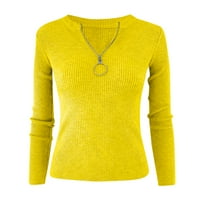 Жени Пуловер Џемпери Девојки Пуловер Џемпери Плус Големина Удобно Жолто М