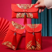 Кинески Стил Црвен Плик Среќни Пари Торби Подарок T9C5