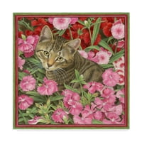 Заштитен знак Ликовна Уметност Мачки Во Розови Цвеќиња Платнена Уметност Од Франсиен Ван Вестеринг
