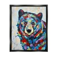 Геометриски залепен апстрактна мечка животни и инсекти сликарство џет -црна врамена уметничка печатена wallидна уметност