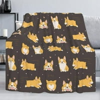 Носбеј Јанпанезе кучиња Шиба Ину меко фрлање ќебе со топла фланела руно ќебе за кауч кревет софа за патување за деца возрасни