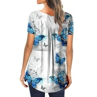 Жени маици обични цвет печатени маица u вратот кратки ракави врвови слободно време на отворена облека за облека за жени