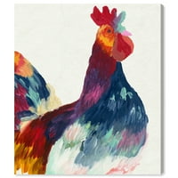 Wynwood Studio Animals Wall Art Canvas Prints 'Rooster Wow' Birds - Blue, Red