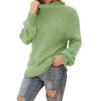 Huaai желка џемпер за вратот за жени со висок врат, голем џемпер со долг џемпер со долг ракав пулвер лабав плетен пулвер џемпери