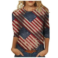 Женски Американски Знаме Маици Ракави Трендовски Блуза 4 јули Лето Топ Обични Маици За Денот На Независноста
