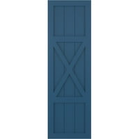 Ekena Millwork 15 W 36 H True Fit PVC Center X-Board Farmhouse Fixed Mount Sulters, Sojourn Blue