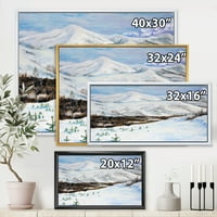 DesignArt 'планини опфатени со снег со зимски пејзаж' Традиционална врамена платна wallидна уметност печатење