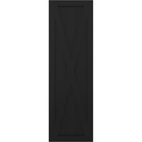 Ekena Millwork 15 W 35 H TRUE FIT PVC SINE X-BOARD FERMONE FIXED MONTING SULTTERS, црно
