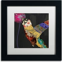 Трговска марка ликовна уметност Hummingbird Brocade II Canvas Art by Color Bakery White Matte, црна рамка