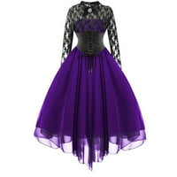 Облечи Мода Нов Репер ХИМИВЕЈ Женска Мода Кул Партија Чипка Секојдневен Вез Завој Елегантен Фустан Виолетова XL