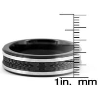 Крајбрежен накит од не'рѓосувачки челик црн позлатен и четкан текстуриран прстен