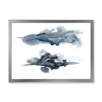 Дизајн Апстракт на облаци темно сина боја I модерен врамен уметнички принт