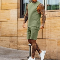 Мажи Облека Секојдневен Мускул Краток Ракав Класичен Фит Спортски Сет Армија Зелена Л